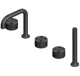 Смеситель для ванны и душа, Quadro design, Stereo, на борт ванны, цвет-Black gold PVD