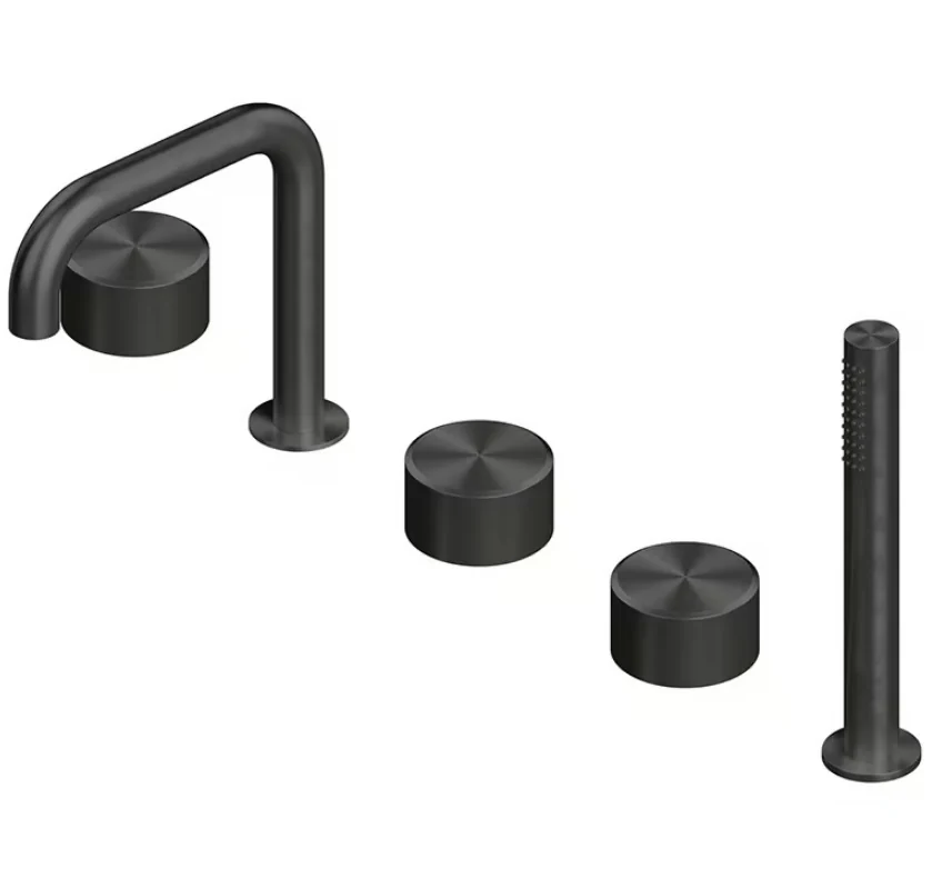 Смеситель для ванны и душа, Quadro design, Stereo, на борт ванны, цвет-Black gold PVD