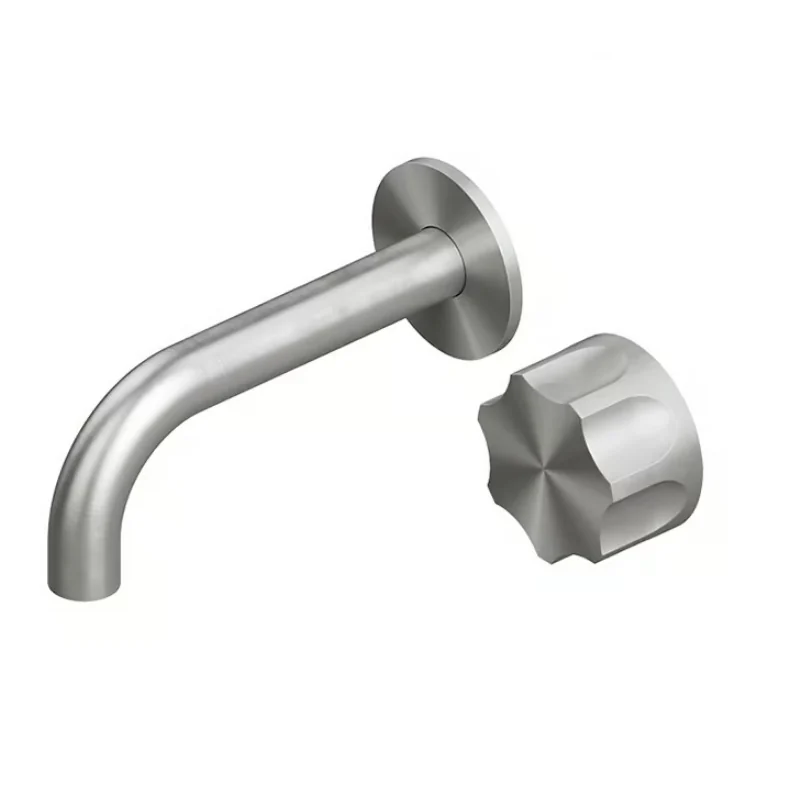 Смеситель для раковины, Quadro design, Modo, настенный встраиваемый, цвет-Steel Brushed