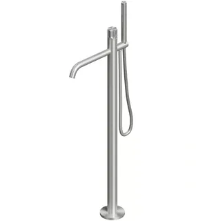 Смеситель для ванны и душа, Quadro design, Modo, напольный, цвет-Steel Brushed