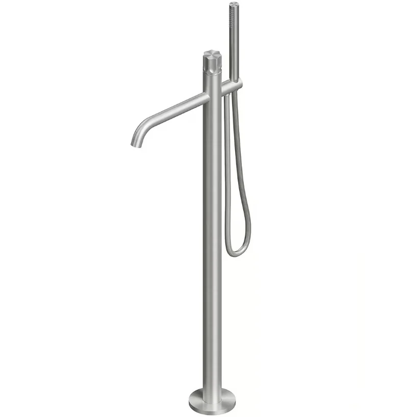 Смеситель для ванны и душа, Quadro design, Modo, напольный, цвет-Steel Brushed