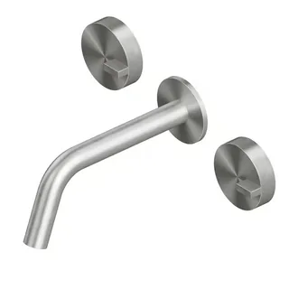 Смеситель для раковины, Quadro design, Q, настенный встраиваемый, цвет-Steel Brushed