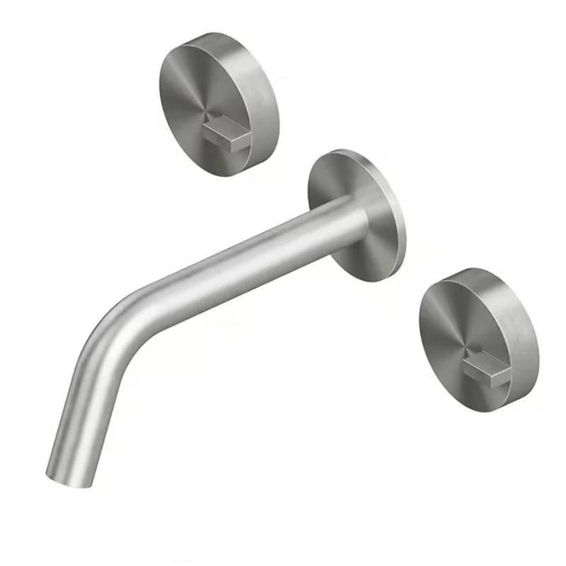 Смеситель для раковины, Quadro design, Q, настенный встраиваемый, цвет-Steel Brushed