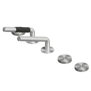 Смеситель для ванны и душа, Quadro design, Q, на борт ванны, на 2 потребителя, цвет-Steel Brushed