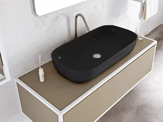Раковина, Scarabeo, Glam, шгв 760*390*140, отверстия для смесителя-отсутствуют, BIOKER, цвет-Ardesia