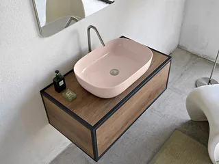 Раковина, Scarabeo, Glam, шгв 560*390*140, отверстия для смесителя-отсутствуют, цвет-Antique Pink matt