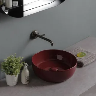 Раковина, Scarabeo, Glam, шгв 390*390*140, отверстия для смесителя-отсутствуют, цвет-Cherry — иконка