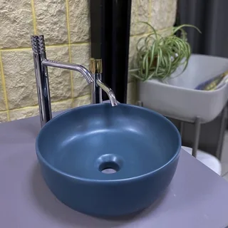 Раковина, Scarabeo, Glam, шгв 330*330*125, отверстия для смесителя-отсутствуют, цвет-Ocean