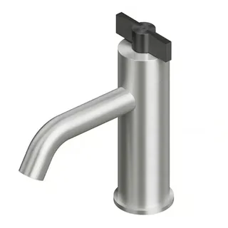 Смеситель для раковины, Quadro design, Valvola01, на раковину/столешницу, цвет-Steel Brushed/Black gold — иконка