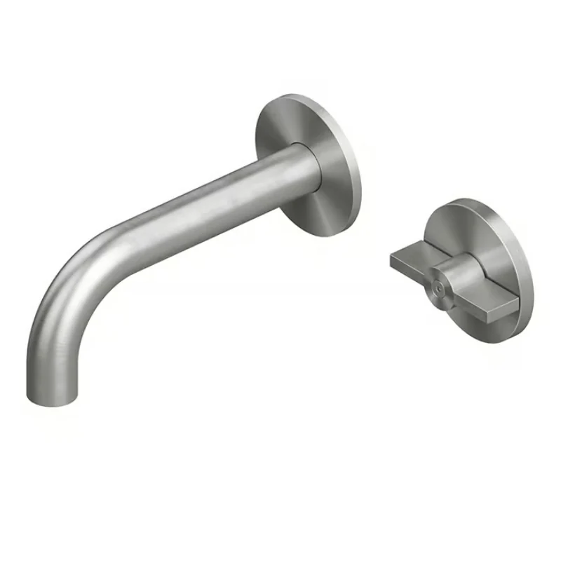 Смеситель для раковины, Quadro design, Valvola01, настенный встраиваемый, цвет-Steel Brushed,