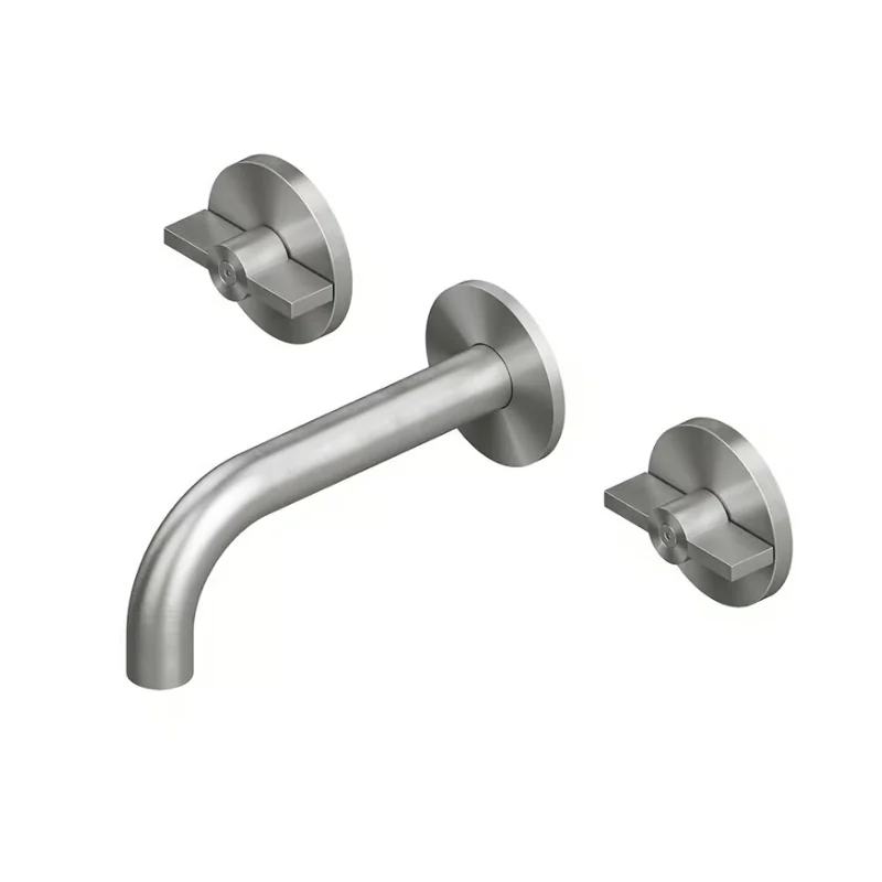 Смеситель для раковины, Quadro design, Valvola01, настенный встраиваемый, цвет-Steel Brushed
