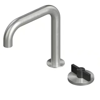 Смеситель для раковины, Quadro design, Valvola01, на раковину/столешницу, цвет-Steel Brushed/Black gold