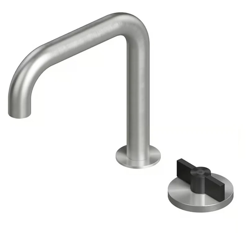 Смеситель для раковины, Quadro design, Valvola01, на раковину/столешницу, цвет-Steel Brushed/Black gold