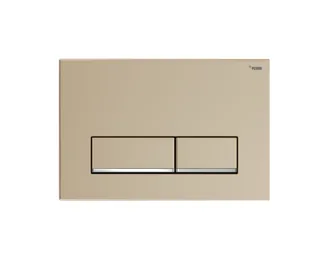 Панель смыва, РЕХАУ, NOVA LONG 002, для унитаза, шгв 245*12.1*165, с прямоугольными клавишами, пластик, цвет-золото матовое/хром глянцевый — иконка