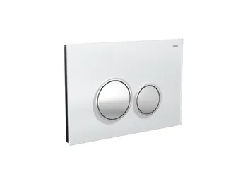 Панель смыва, РЕХАУ, NOVA ORB GLASS, для унитаза, шгв 248.5*14.4*168.5, с круглыми клавишами, стекло, цвет-белый/хром глянцевый — иконка