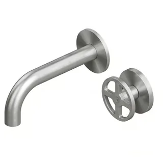 Смеситель для раковины, Quadro design, Valvola02, настенный встраиваемый, цвет-Steel Brushed