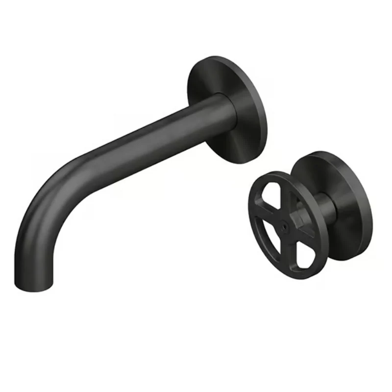 Смеситель для раковины, Quadro design, Valvola02, настенный встраиваемый, цвет-Black Gold PVD