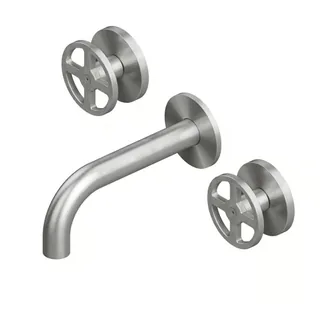 Смеситель для раковины, Quadro design, Valvola02, настенный встраиваемый, цвет-Steel Brushed