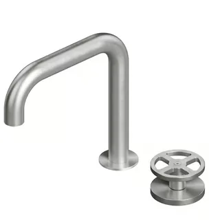 Смеситель для раковины, Quadro design, Valvola02, на раковину/столешницу, цвет-Steel Brushed