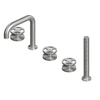 Смеситель для ванны и душа, Quadro design, Valvola02, на борт ванны, цвет-Steel Brushed