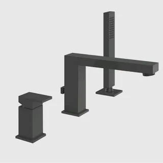 Смеситель для ванны и душа, Gessi, Rettangolo, цвет-черный матовый