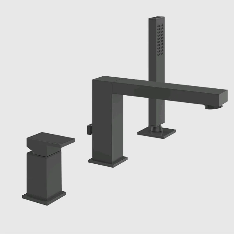 Смеситель для ванны и душа, Gessi, Rettangolo, цвет-черный матовый