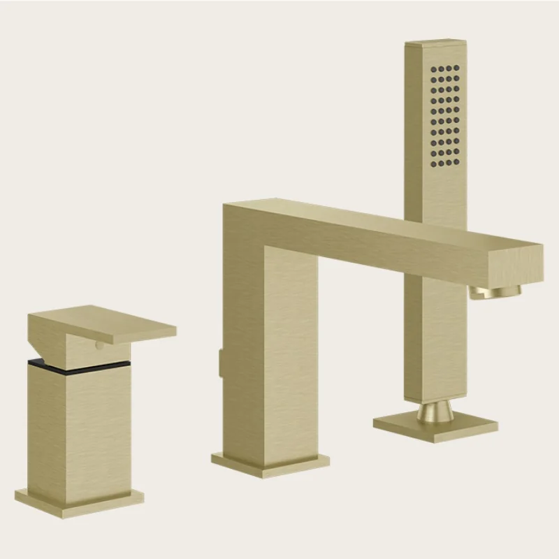 Смеситель для ванны и душа, Gessi, Rettangolo, цвет-Brushed Brass PVD