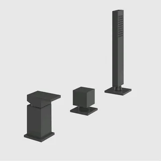 Смеситель для ванны и душа, Gessi, Rettangolo, на 2 потребителя, цвет-черный матовый (старый арт. 20043/299)