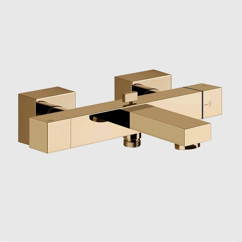 Смеситель для ванны и душа, Gessi, Rettangolo, цвет-Warm Bronze PVD