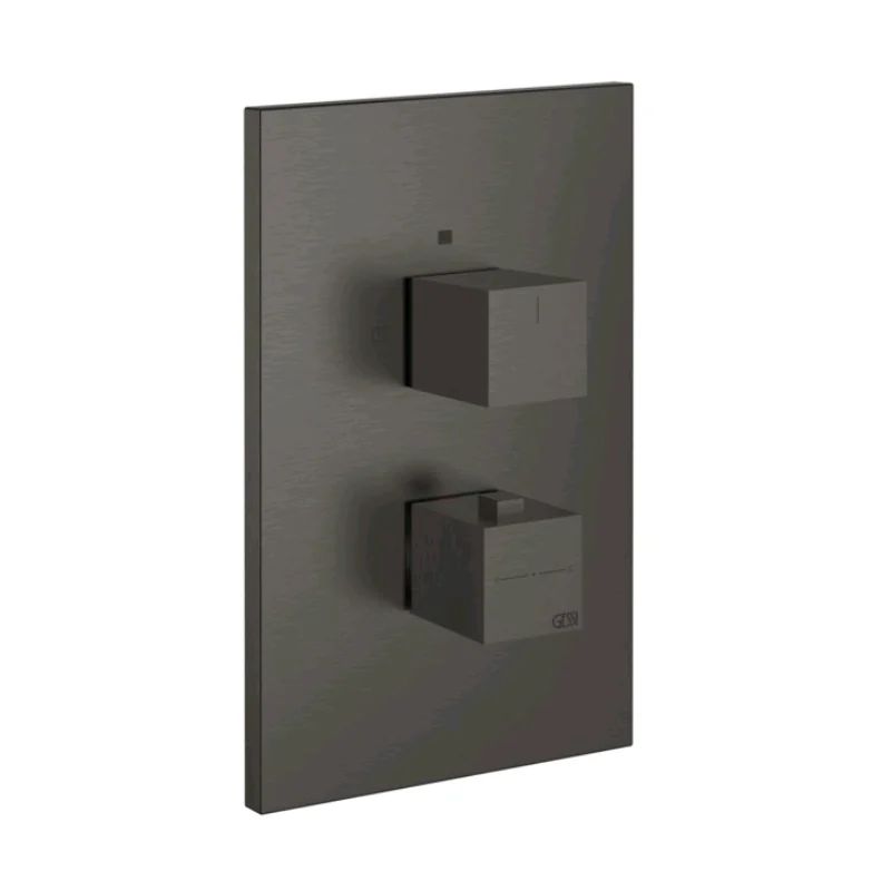 Смеситель для душа, Gessi, Rettangolo shower, на 2 потребителя, цвет-Black Metal Brushed PVD