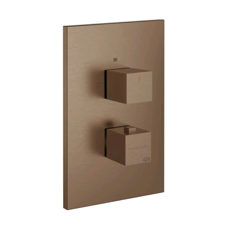 Смеситель для душа, Gessi, Rettangolo shower, на 2 потребителя, цвет-Copper Brushed PVD