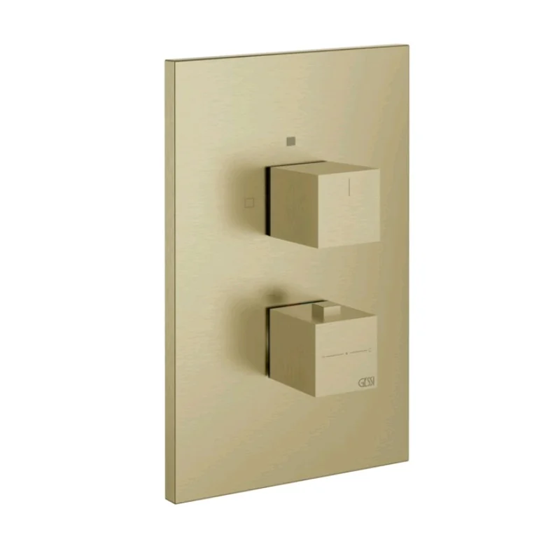 Смеситель для душа, Gessi, Rettangolo shower, на 2 потребителя, цвет-Brushed Brass PVD