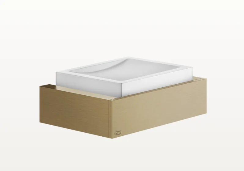Мыльница, Gessi, Rettangolo, шгв 140*95*47, цвет-белый/Warm Bronze Brushed PVD