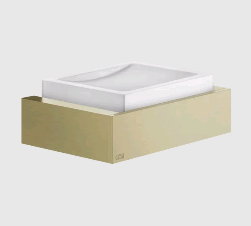 Мыльница, Gessi, Rettangolo, шгв 140*95*47, цвет-белый/Brushed Brass PVD