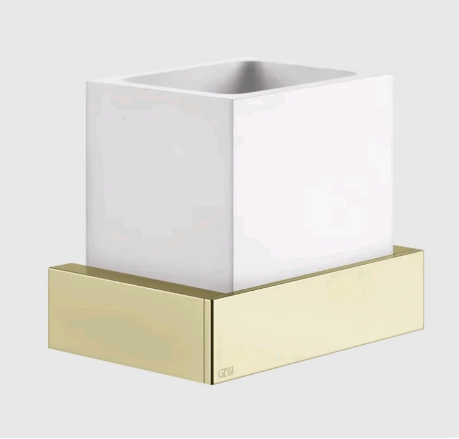 Стакан, Gessi, Rettangolo, шгв 140*95*116.5, цвет-белый/Brass PVD