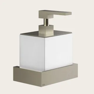 Дозатор для жидкого мыла, Gessi, Rettangolo, шгв 140*120*187, цвет дозатора-Finox Brushed Nickel/белый