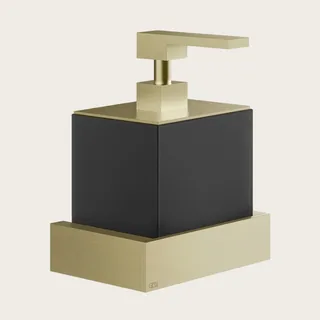 Дозатор для жидкого мыла, Gessi, Rettangolo, шгв 140*120*187, цвет дозатора-Brushed Brass PVD/чёрный