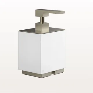 Дозатор для жидкого мыла, Gessi, Rettangolo, шгв 105*118*193, цвет дозатора-Finox Brushed Nickel/белый