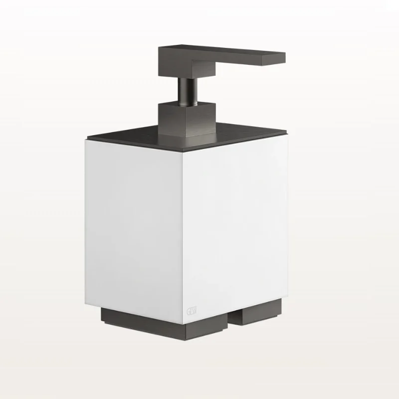 Дозатор для жидкого мыла, Gessi, Rettangolo, шгв 105*118*193, цвет дозатора-Black Metal Brushed PVD/белый