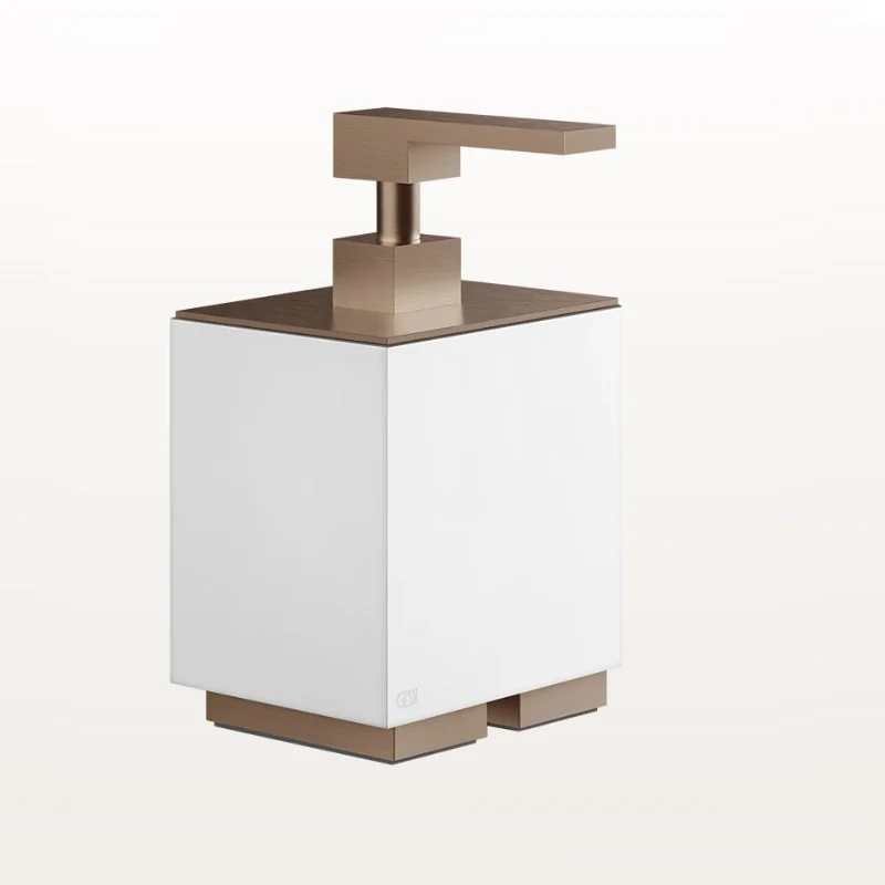 Дозатор для жидкого мыла, Gessi, Rettangolo, шгв 105*118*193, цвет дозатора-Copper Brushed PVD/белый