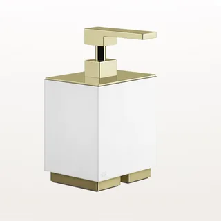Дозатор для жидкого мыла, Gessi, Rettangolo, шгв 105*118*193, цвет дозатора-Brass PVD/белый — иконка