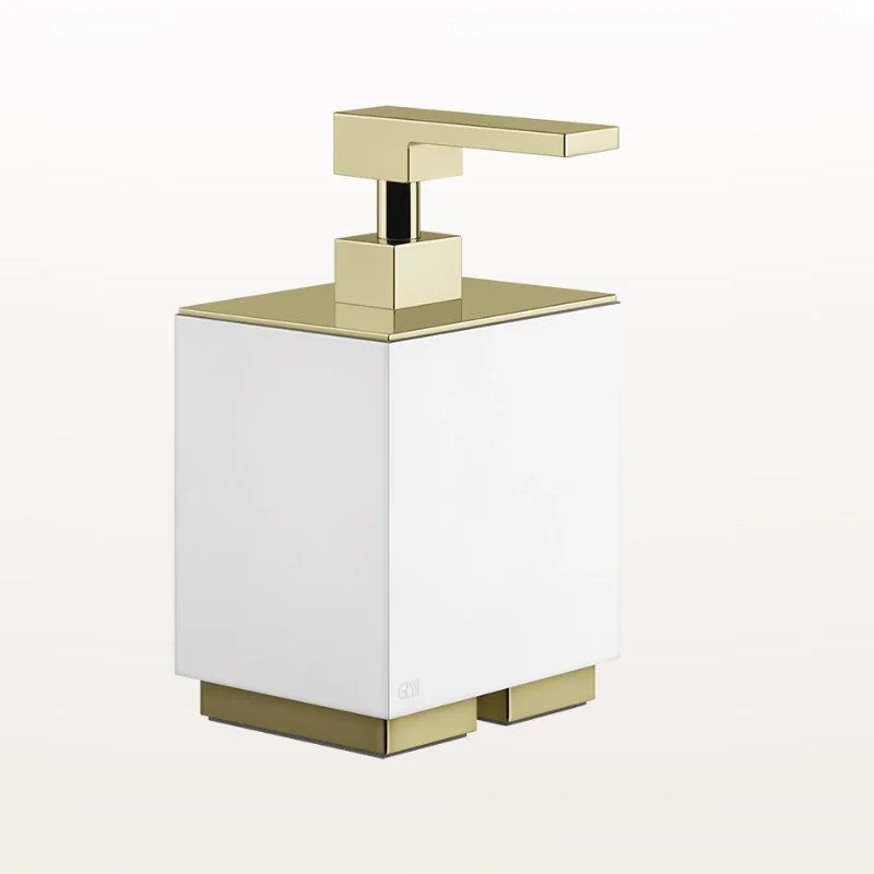 Дозатор для жидкого мыла, Gessi, Rettangolo, шгв 105*118*193, цвет дозатора-Brass PVD/белый