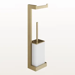 Стойка с держателем для туалетной бумаги и ёршиком , Gessi, Rettangolo, шгв 155*95*600, цвет-Warm Bronze Brushed PVD/белый