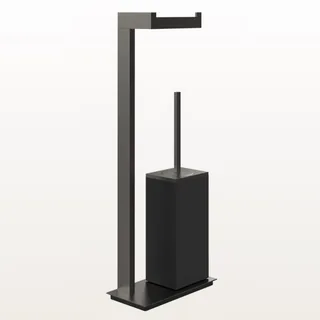 Стойка с держателем для туалетной бумаги и ёршиком, Gessi, Rettangolo, шгв 220*110*614, цвет-Black Metal Brushed PVD/чёрный — иконка