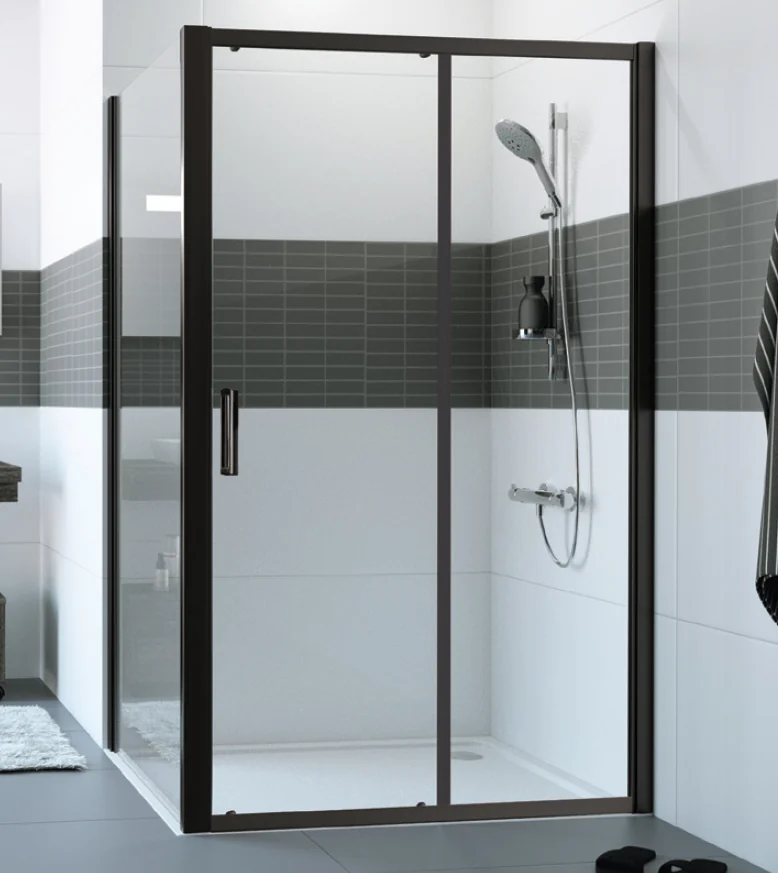 Дверь, Huppe, Design Pure, шв 1500*2000, петли-расположение не указано, черный, цвет стекла-ультра прозрачный, Anti-Plaque