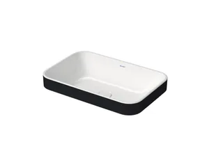 Раковина, Duravit, Happy D.2 Plus, шгв 600*400*165, отверстия для смесителя-отсутствуют, цвет-белый/антрацит матовый