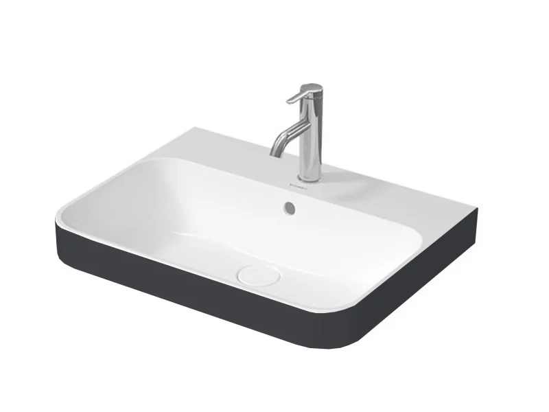 Раковина, Duravit, Happy D.2 Plus, шгв 600*400*195, отверстия для смесителя-1, цвет-белый/Anthracite Matt