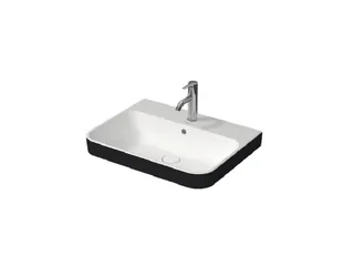 Раковина, Duravit, Happy D.2 Plus, шгв 600*460*195, отверстия для смесителя-отсутствуют, цвет-белый/антрацит матовый