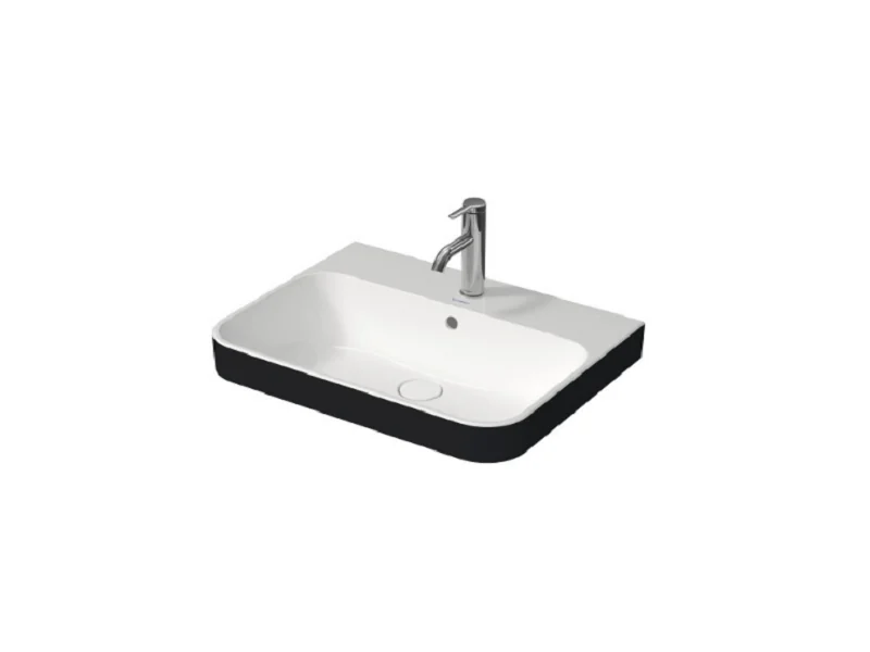 Раковина, Duravit, Happy D.2 Plus, шгв 600*460*195, отверстия для смесителя-отсутствуют, цвет-белый/антрацит матовый