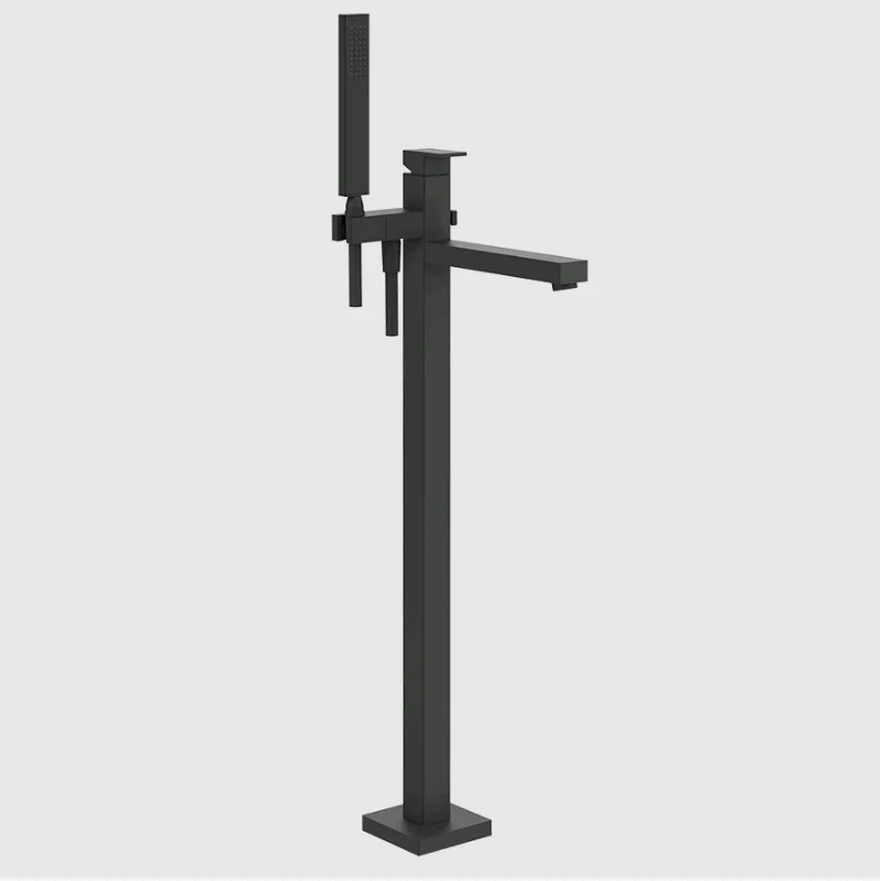 Смеситель для ванны и душа, Gessi, Rettangolo, напольный, цвет-черный матовый